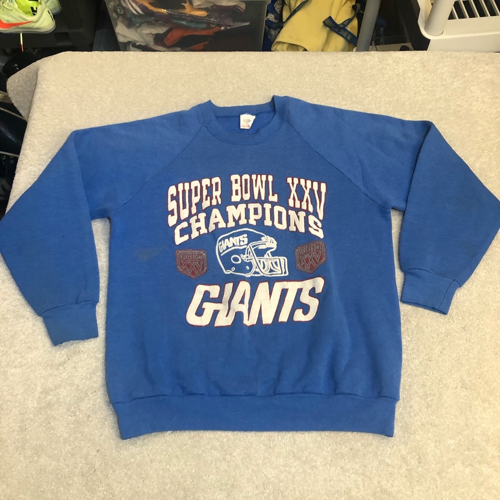 RARE Vintage NFL New York Giants Super Bowl XXV crew neck puff print sweatshirt
